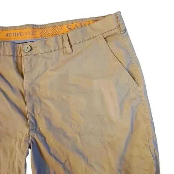 Savane Men's Tan Cotton/Spandex Flat Front Chino Shorts - Picture 4 of 14